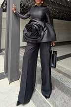 Women's Elegant 3D-Floral Trim Top or Pants