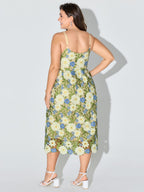 Floral Embroidered Sleeveless Midi Dress