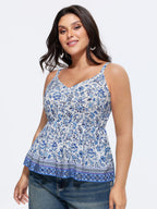 Floral Print Color Contrast Tank Top
