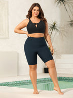 Textured Side Pockets Sculpting Swim Shorts