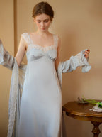 Lace Satin Built In Bra Nightgown 2pcs Set