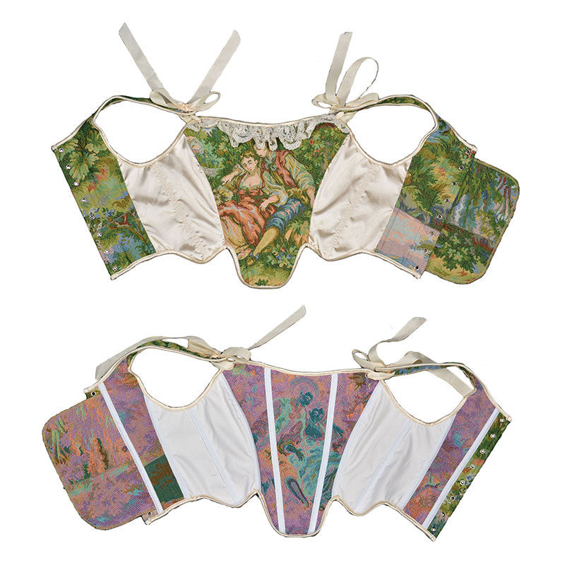 Lace Trim Lace Up Old Painting Corset