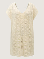 Textured Cut-Out Strawberry Swim Cover-Up