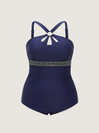 Cut-Out Neckline Contrast One-Piece Swim