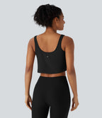U Neck Draped Cropped Yoga Tank Top
