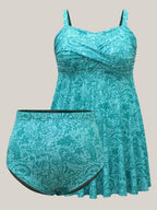 Paisley Print Twist Front Swim Dress