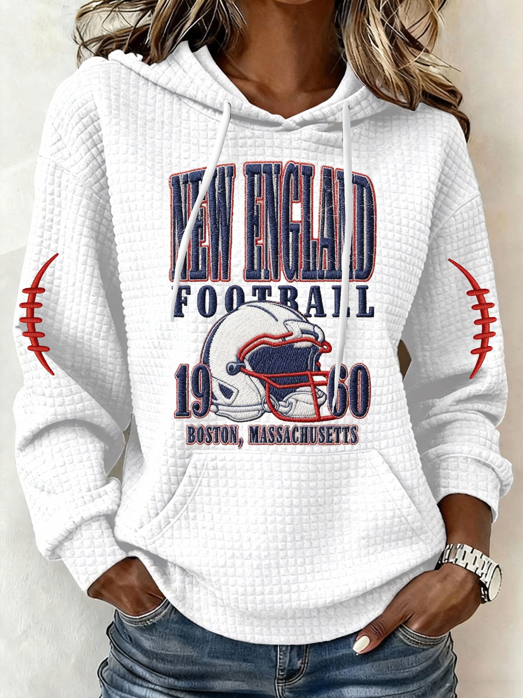 Women’s Football Graphic Waffle Knit Hoodie
