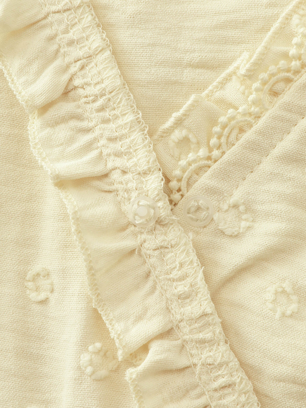 Dot Textured Ruffled Edge Blouse