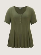 Supersoft Button Detail Fit And Flare T-Shirt