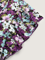 Floral Print Drawstring Neckline Blouse