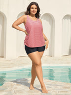 Striped Non-Removable Cups Swim Top