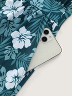 Tropical Flower Print Pockets One-Piece Swimsuit