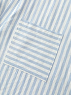 Cotton Striped Print Pockets Curvy Fit Blouse