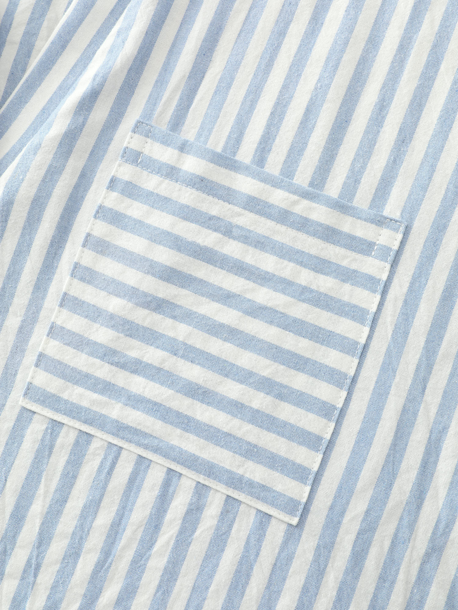 Cotton Striped Print Pockets Curvy Fit Blouse