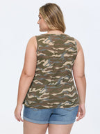 Camouflage Textured Wide Strap Tank Top