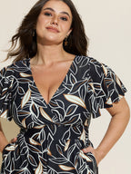 Color Contrast Floral Print One-Piece Swim