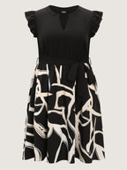 Geometric Print Color Contrast Mini Dress
