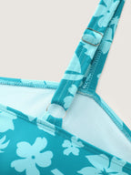 Twist-Front Floral Print Swim Dress