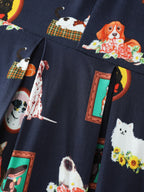 Pet Print Shirred Stretchy Back Midi Dress