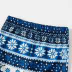Joyful Blue Christmas Pajamas Set with Christmas Text Patterns