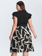 Geometric Print Color Contrast Mini Dress