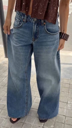 Women Wash Pocket Star Print Casual Jeans