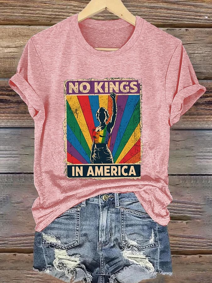 🔥Buy 3 Get 15% Off🔥Women's No Kings In America Print Caasual T-shirt