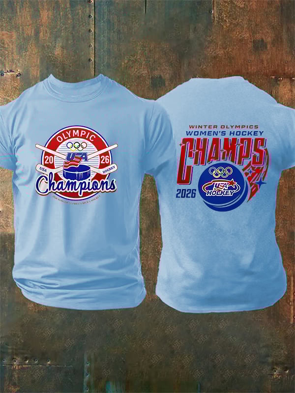 Men's  Ice Hockey Print Casual T-Shirt