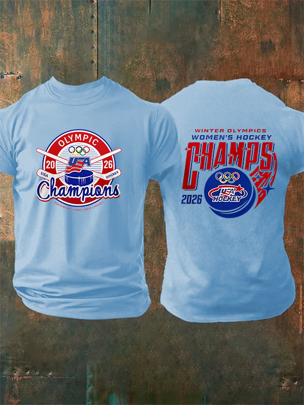 Men's  Ice Hockey Print Casual T-Shirt