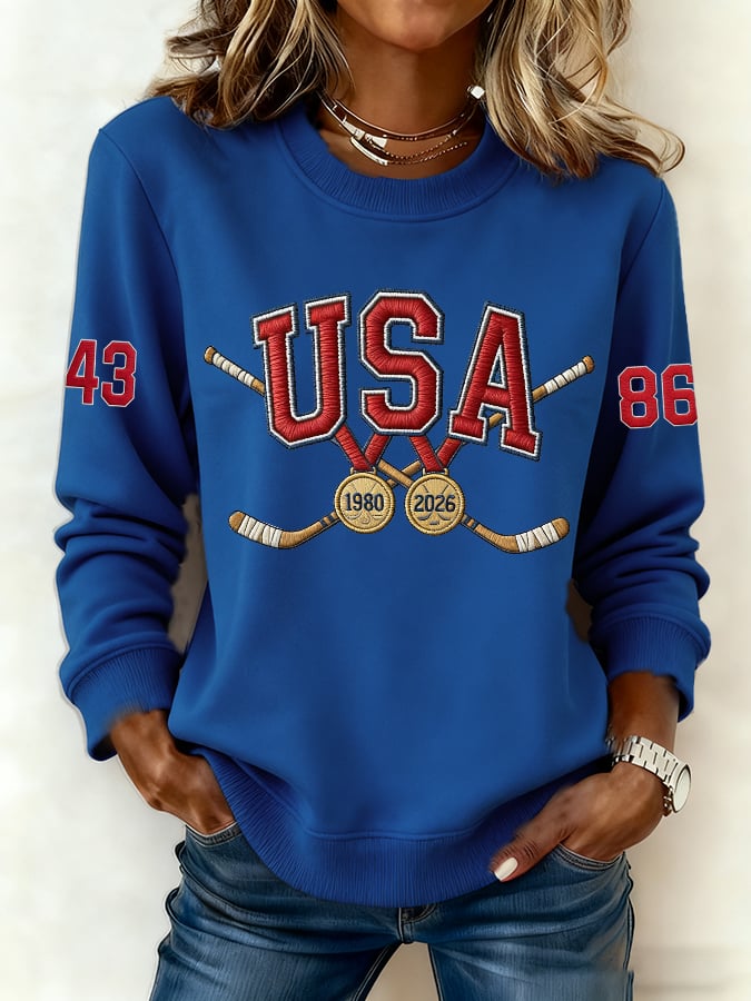 Women's  Hockey Print Sweatshirt