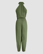 2 Pieces Outfits Sleeveless High Neck Cargo Pockets Design Top And Casual Cuffed Long Pants Set