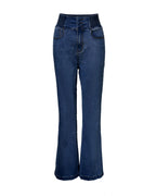 ChicMe CurveEase Back Shirred Button Front High Waist Jeans Skinny Flared Denim Jeggings