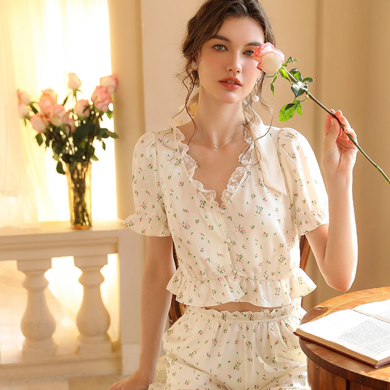 Satin Floral Print Lounge Wear