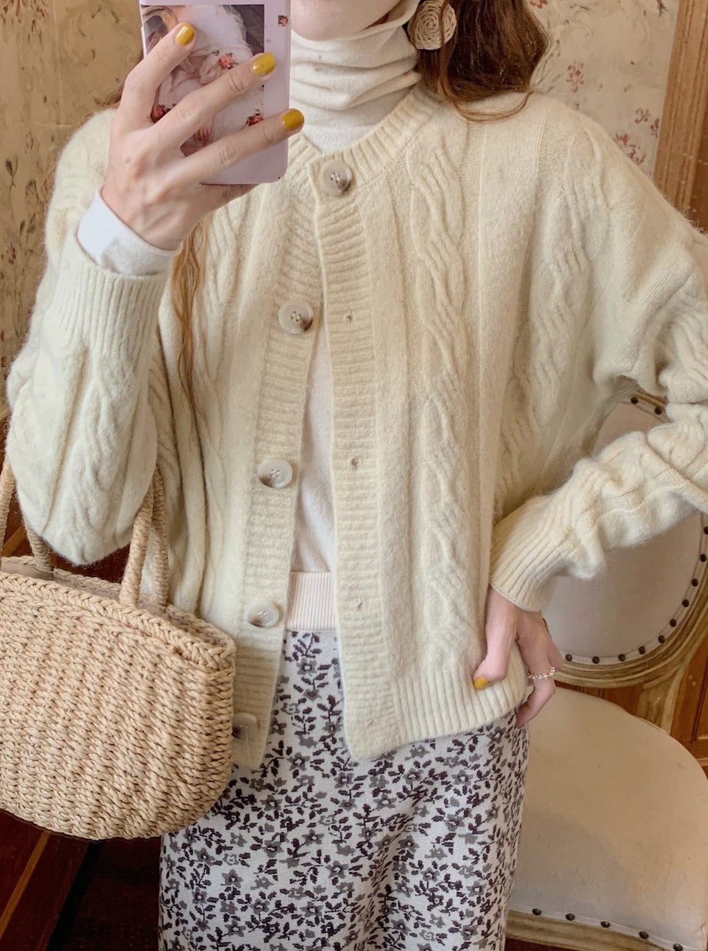 Cute Wool Blend Sweater Cardigan