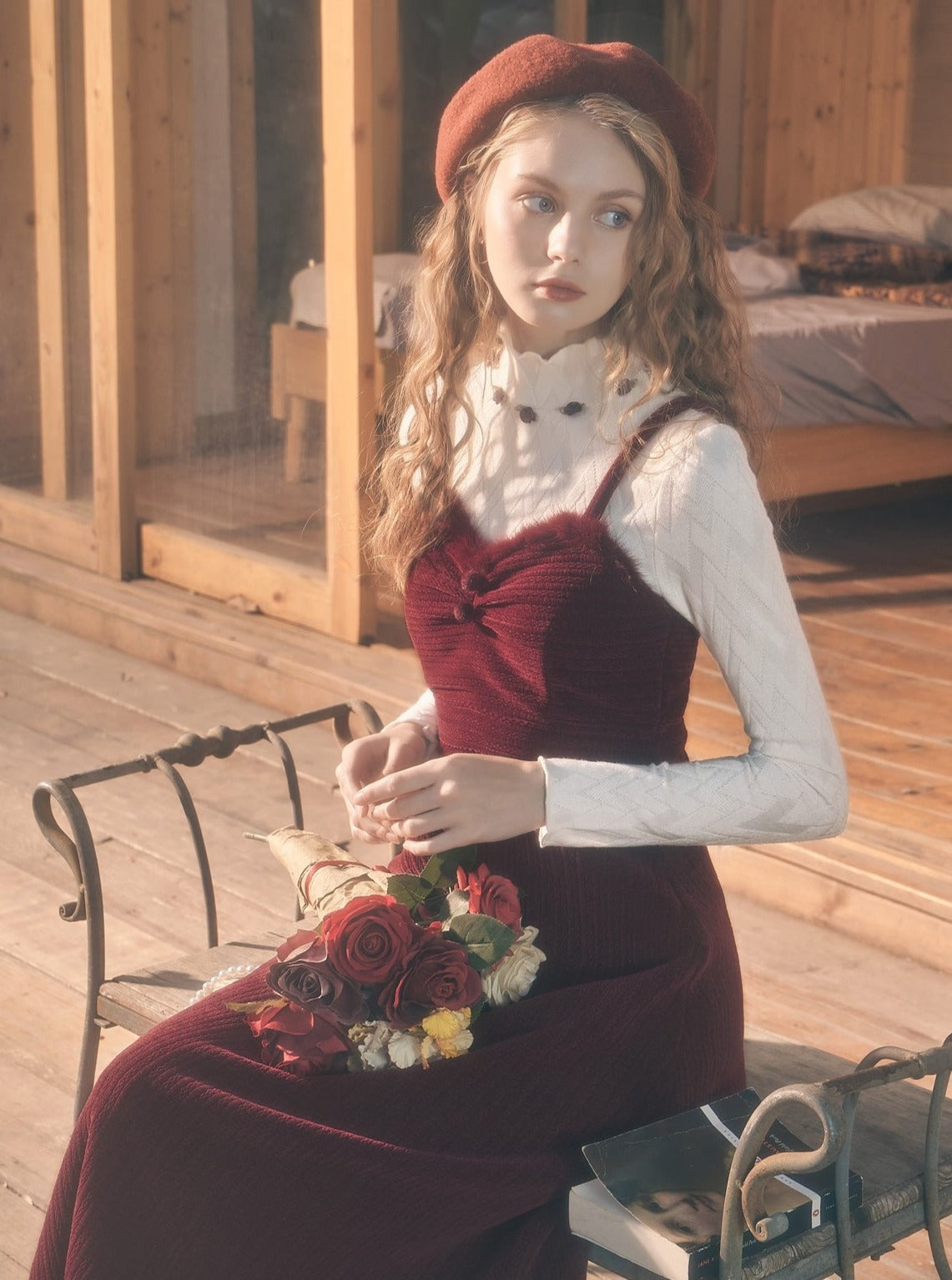 Vintage Knitted Top & Red Dress Set