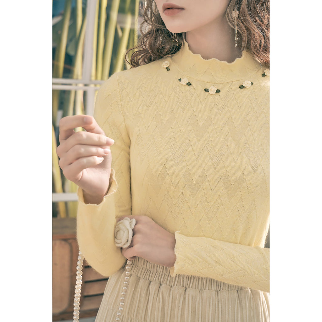 Vintage Romantic Rose Knitted Top