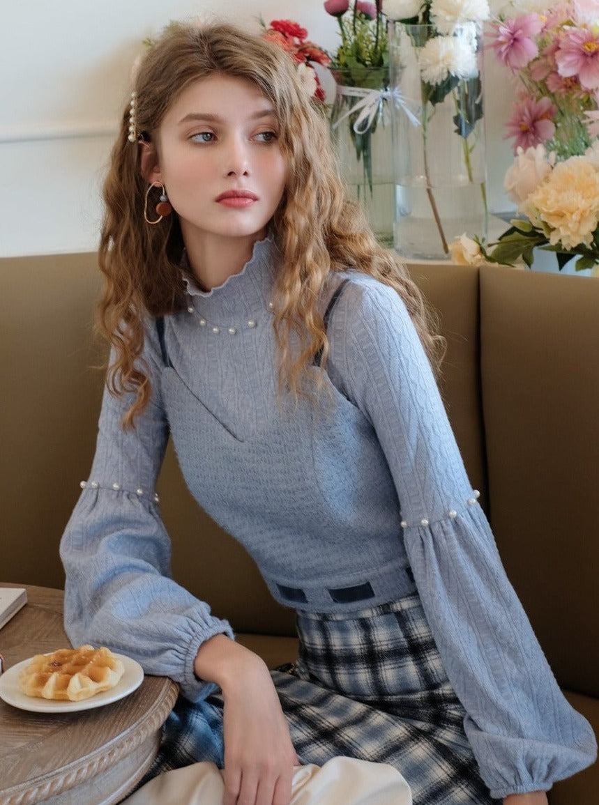 Retro Bishop Sleeve Knitted Top