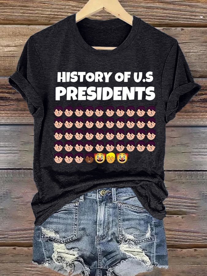 🔥Buy 3 Get 15% Off🔥Women's  History Of US Presidents Print T-Shirt