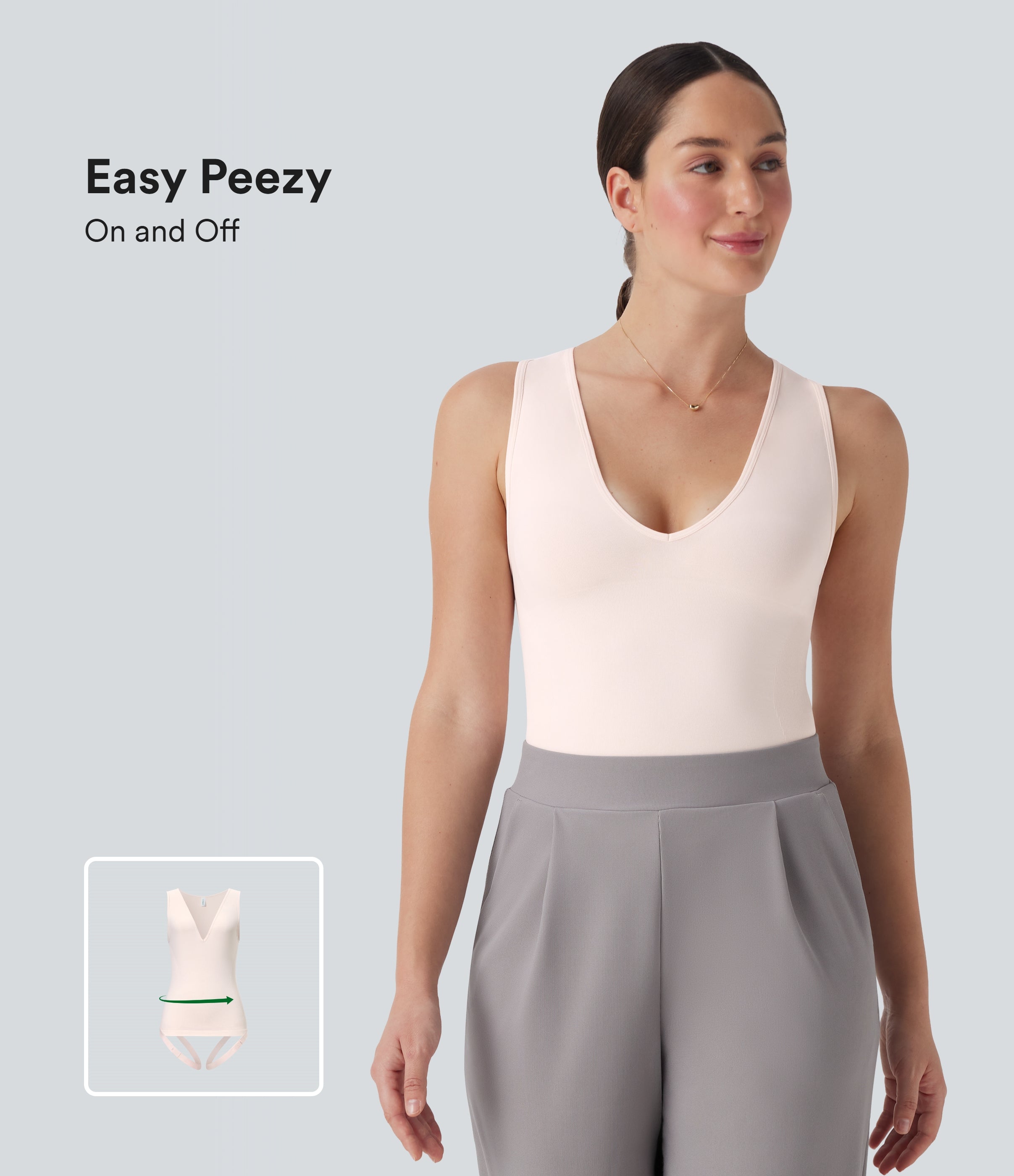 Seamless Flow V Neck Sleeveless Work Shapewear Bodysuit-Easy Peezy Edition