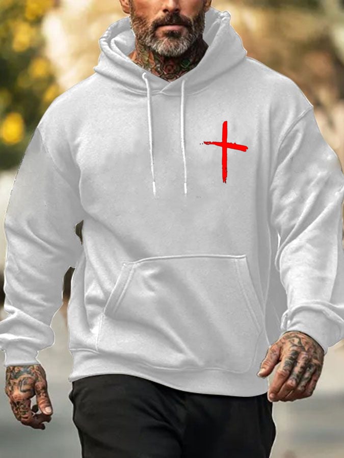 Men's Walk With God Printed Casual Hoodie