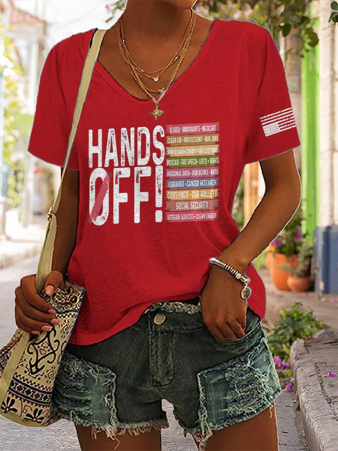 🔥Buy 3 Get 15% Off🔥Women's Retro Hands Off Protest Print T-Shirt