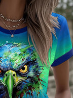 Women's Football Printed Round Neck T-Shirt