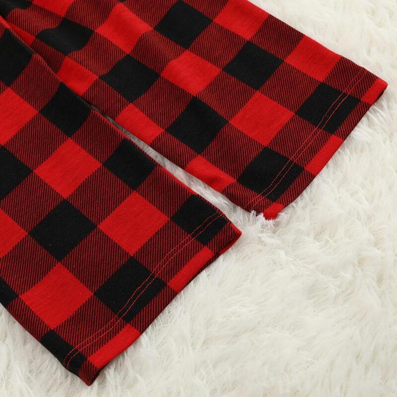 "Family Christmas 2025" Letter Printed Black & Red Plaid Family Matching Black Pajamas