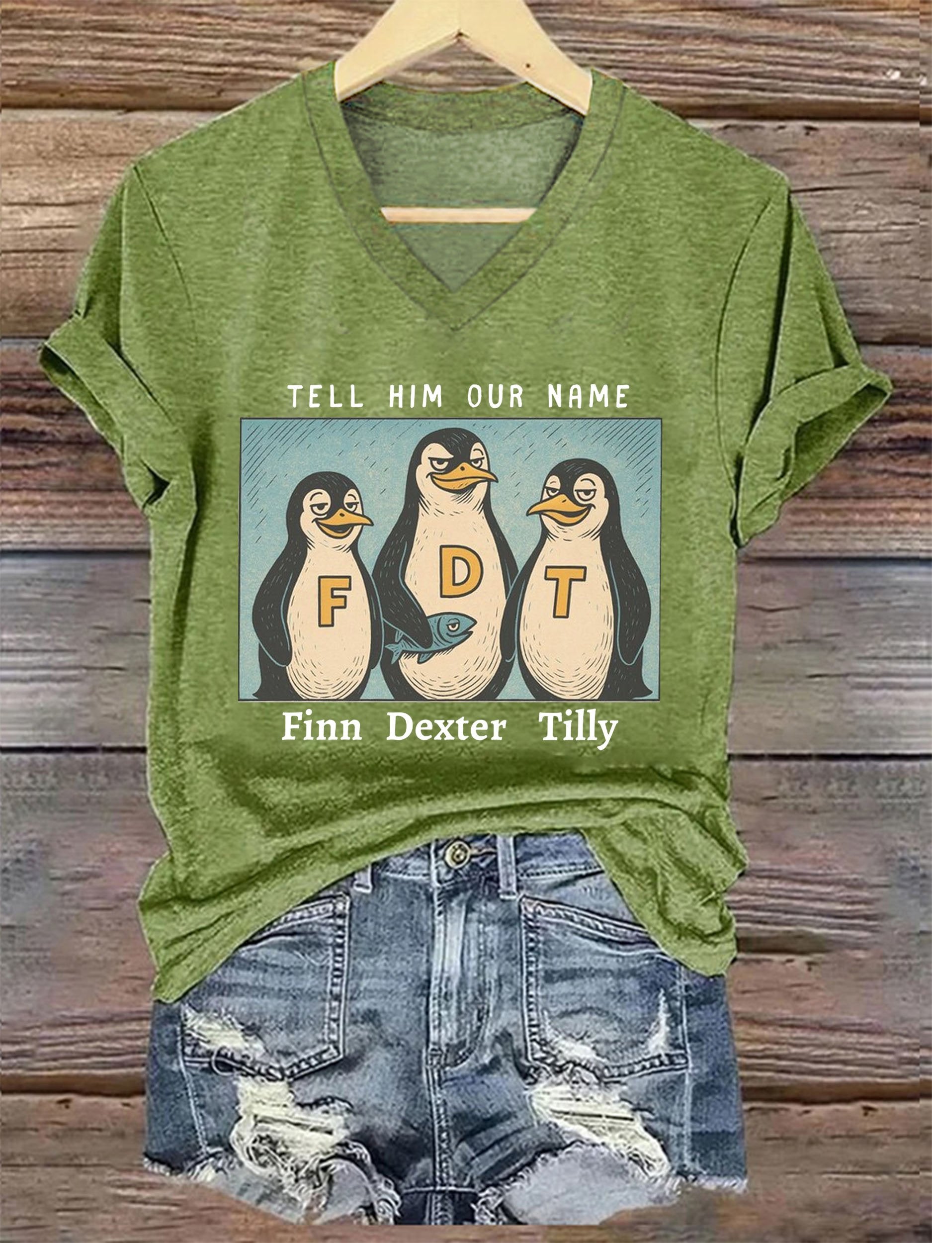 🔥Buy 3 Get 15% Off🔥Women's Tell Him Our Name Finn Dexter Tilly Printed Short-Sleeved T-Shirt