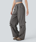 Mid Rise Belted Wide Leg Hiking Cargo Pants with Pockets
