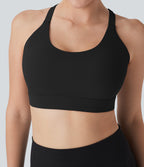 SpeedWaveTM Medium Support Molded Cups Perforated Adjustable Hook Quick Dry Training Sports Bra-D/DD/DDD/F Cups