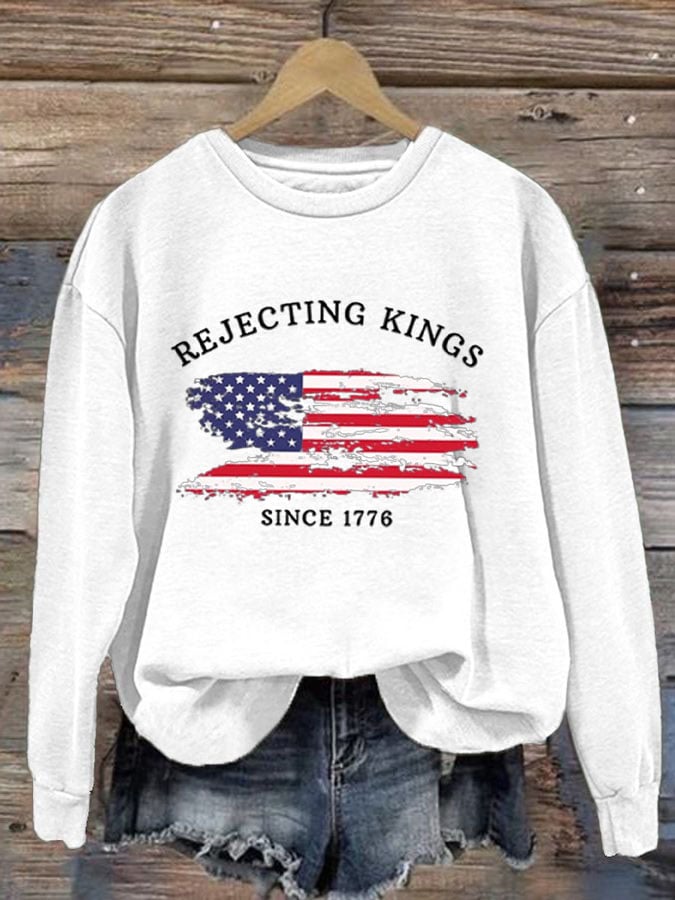 🔥Buy 3 Get 15% Off🔥Women's Rejecting Kings Since 1776 Print Casual Sweatshirt