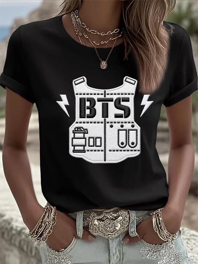 Women's K-pop Print Short-sleeved T-shirt