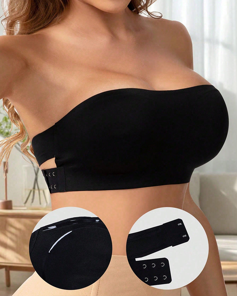 Bandeau Strapless Bralette Seamless Side Closure Criss Cross Bra Top