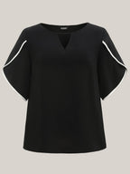 Color Contrast Petal Sleeve Shirt